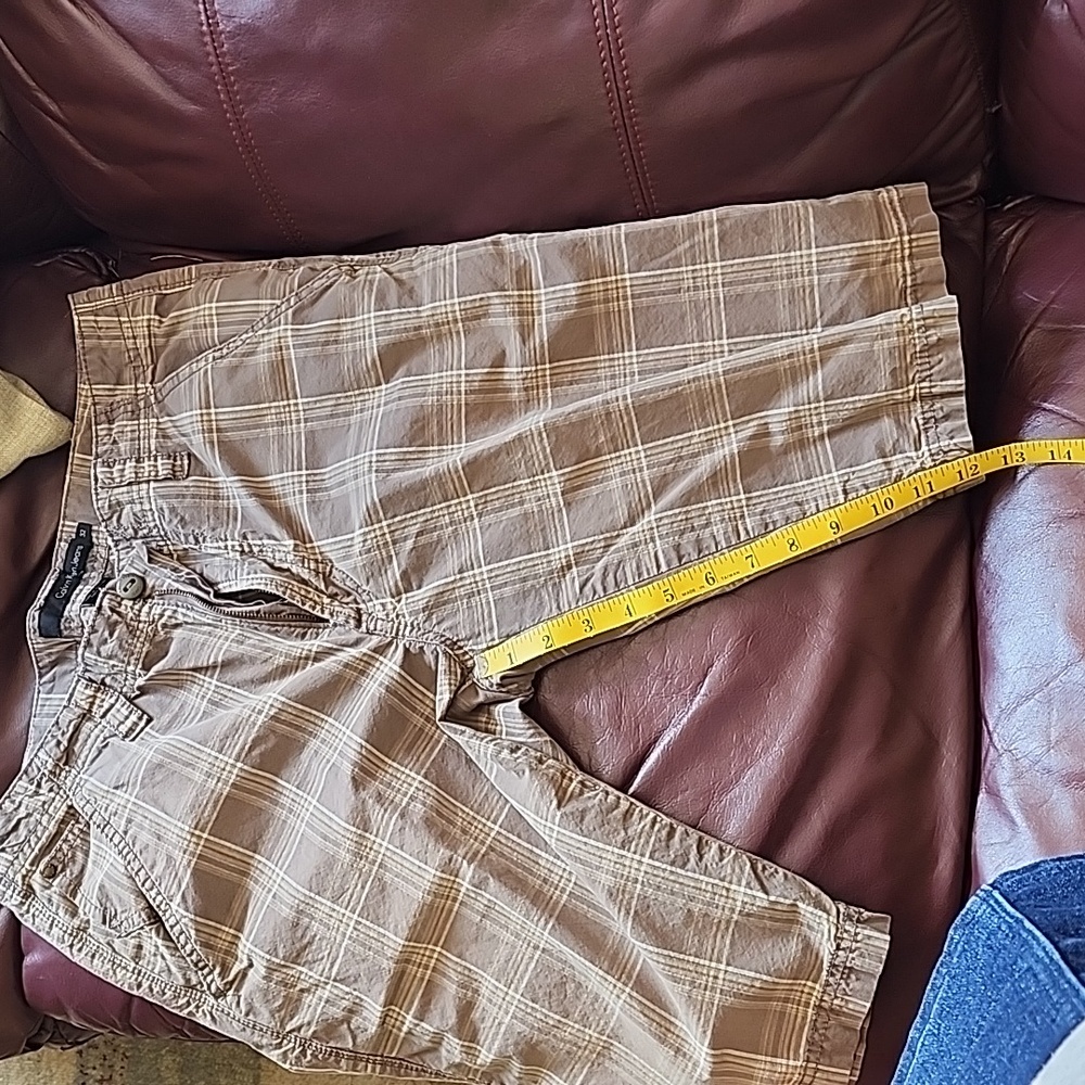 Men's, Shorts, Plaid, Green/Beige Size 32 - Picture 2 of 6